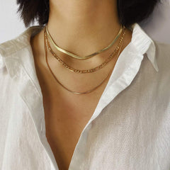 Multi-layer Gold Silver Tone Dainty Chain Choker Necklace