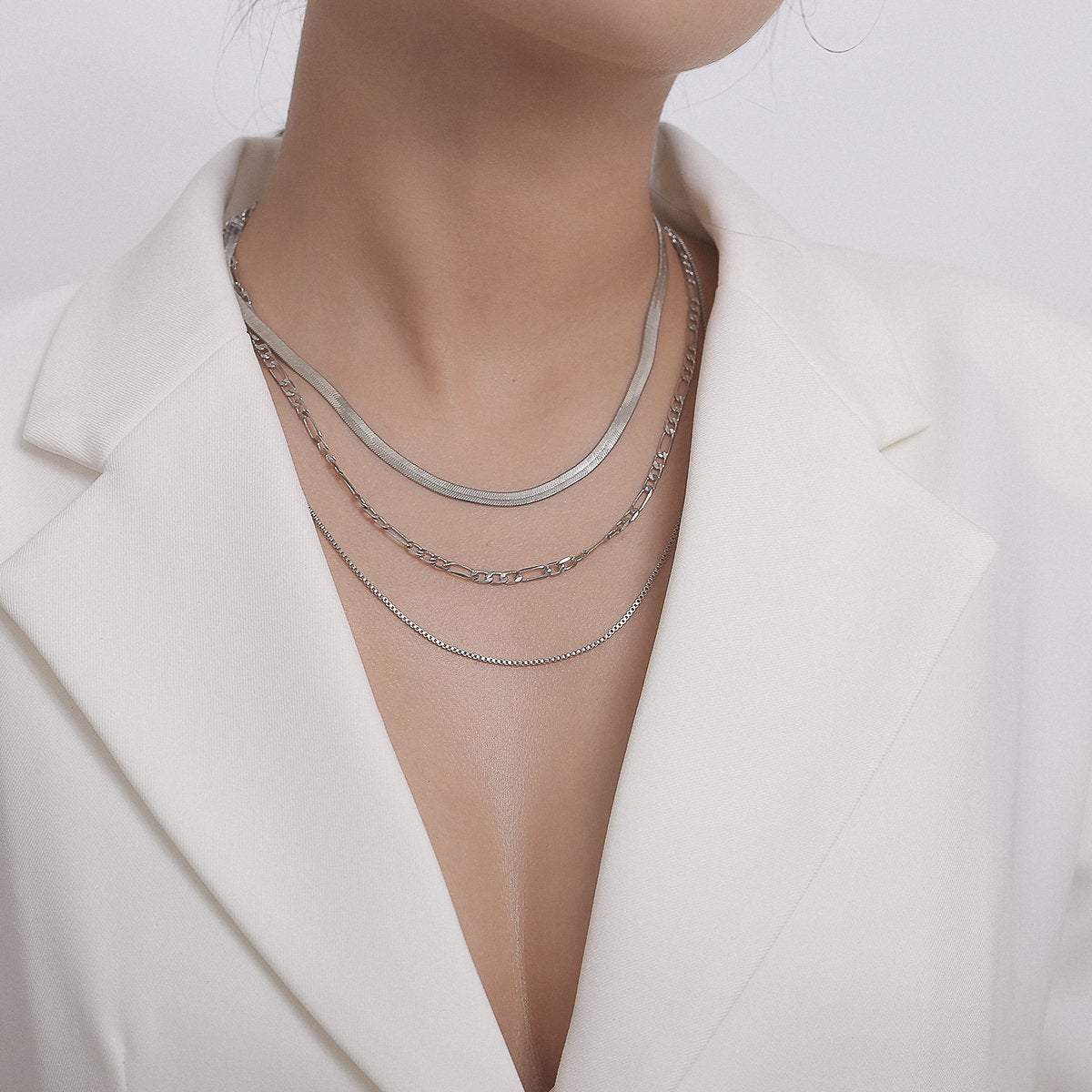 Multi-layer Gold Silver Tone Dainty Chain Choker Necklace