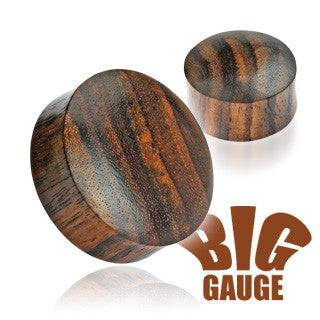 Organic Brown Sono Wood Double Flared Saddle Ear Plugs