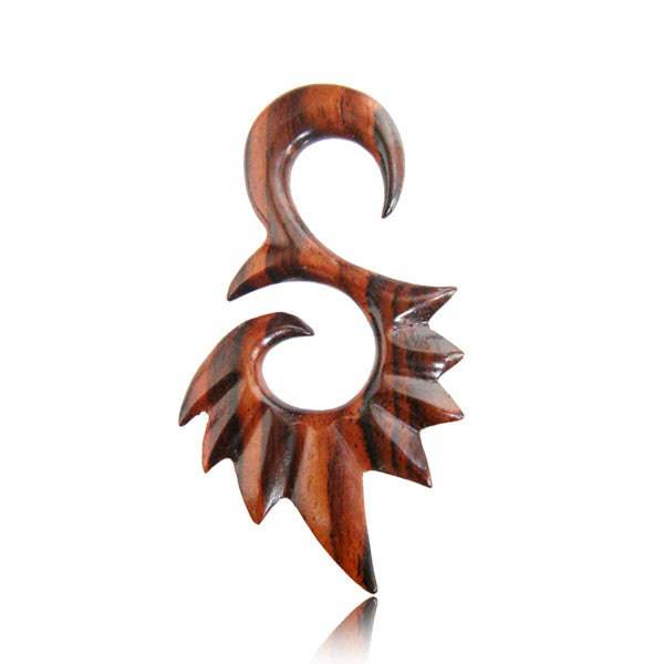 Organic Hand Carved Tribal Narra Wood Sprial Claw Expander