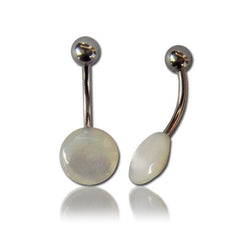 Organic Mother of Pearl Disc Surgical Steel Belly Button Navel Ring