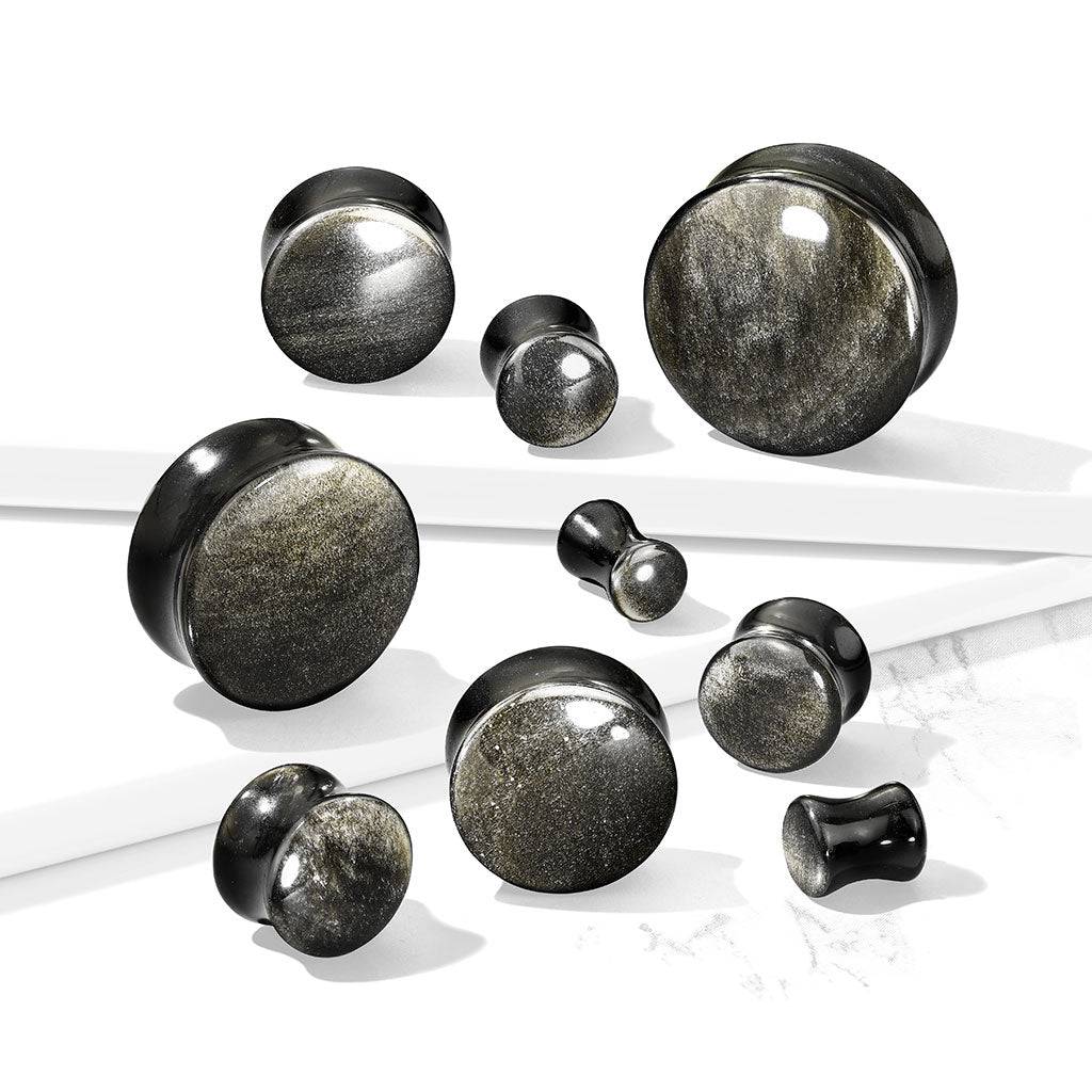 Organische natürliche goldene Obsidian Double Flared Sattelstein Plugs
