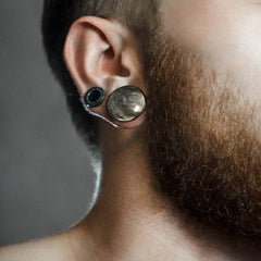 Organische natürliche goldene Obsidian Double Flared Sattelstein Plugs