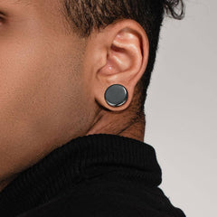 Organic Natural Stone Hematite Double Flared Saddle Plugs