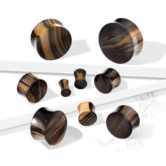 Organic Natural Striped Ebony Wood Double Flared Ear Plugs Spacers Gauges