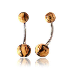 OrganicTamarind Wood Ball Surgical Steel Belly Button Navel Ring