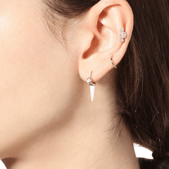 Paar 925 Sterling Silber 3 Blume Ear Climber Minimal Ohrringe