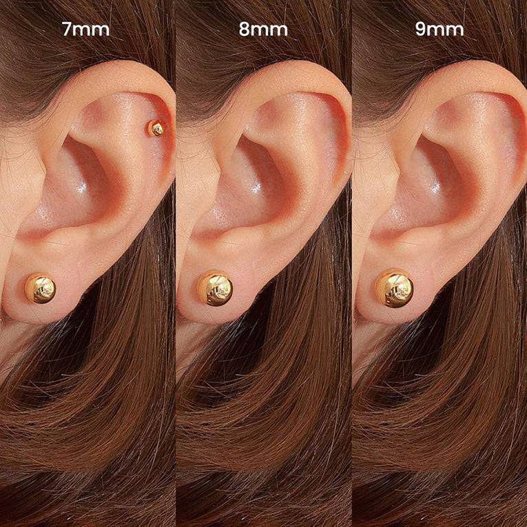 Pair of 925 Sterling Silver Dainty Ball Minimal Earring Studs