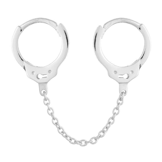 Pair of 925 Sterling Silver Double Handcuff Hinged Hoop Minimal Earrings