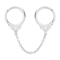 Pair of 925 Sterling Silver Double Handcuff Hinged Hoop Minimal Earrings