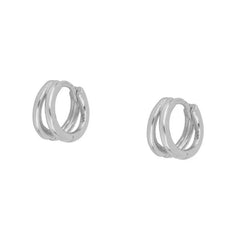 Pair Of 925 Sterling Silver Simple Double Hoop Minimal Hoop Earrings