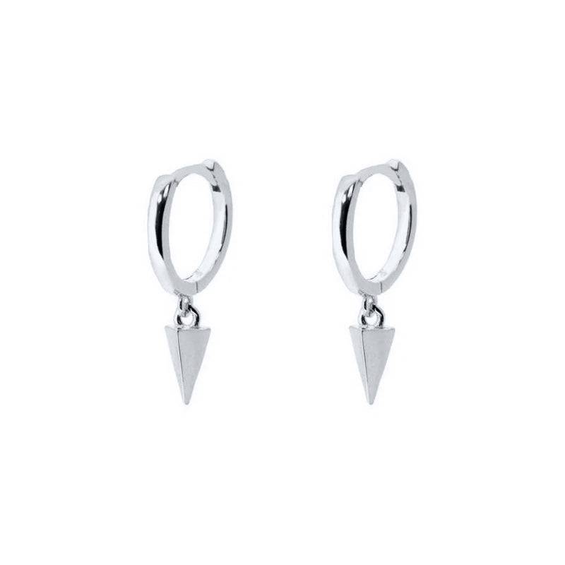 Pair Of 925 Sterling Silver Simple Spike Dangle Minimal Hoop Earrings