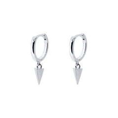 Pair Of 925 Sterling Silver Simple Spike Dangle Minimal Hoop Earrings