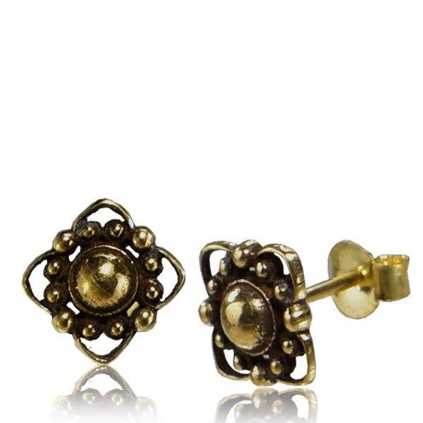 Pair of Brass Antique Tribal Stud Earrings