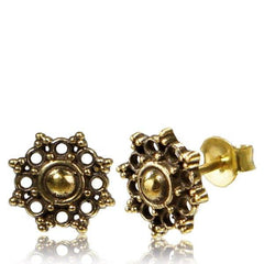 Paar Vintage Tribal Ohrstecker aus Messing