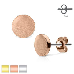 Pair of Brushed Brass Round Circle Earrings