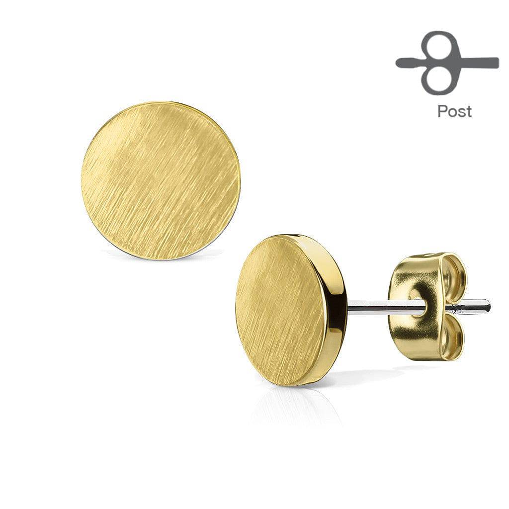 Pair of Brushed Brass Round Circle Earrings