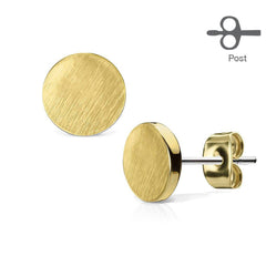 Pair of Brushed Brass Round Circle Earrings