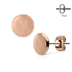 Pair of Brushed Brass Round Circle Earrings