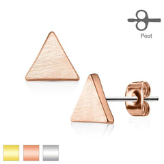 Pair of Brushed Brass Triangle Stud Earrings