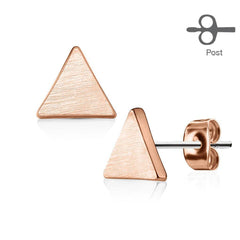 Pair of Brushed Brass Triangle Stud Earrings