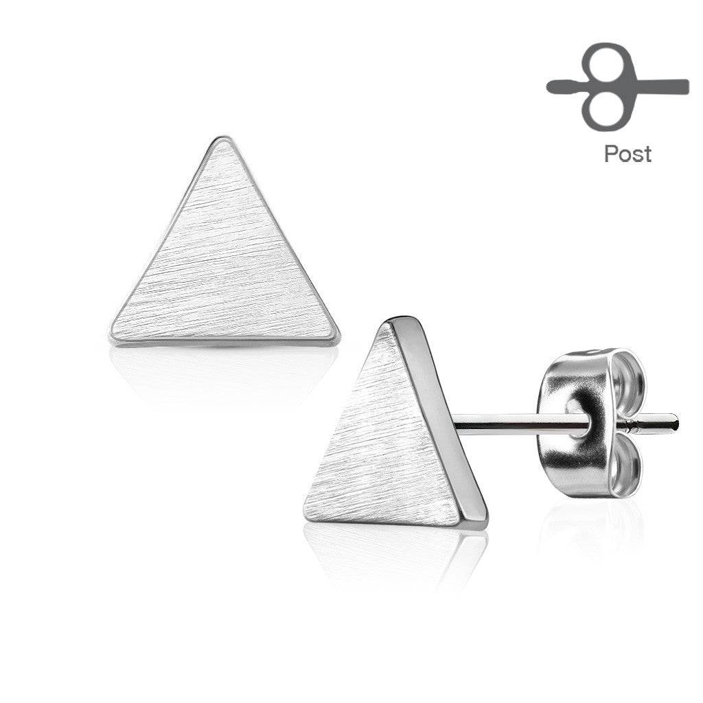 Pair of Brushed Brass Triangle Stud Earrings