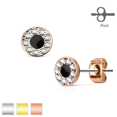 Pair of CZ Encircling Black Centre Earrings