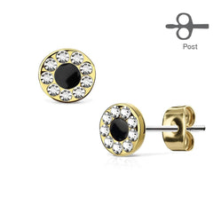 Pair of CZ Encircling Black Centre Earrings