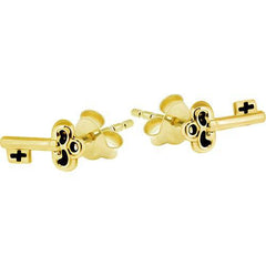 Pair of Gold Plated 925 Sterling Silver Key Earring Studs