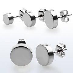 Pair of High Polished 316L Surgical Steel Fake Plug Earrings