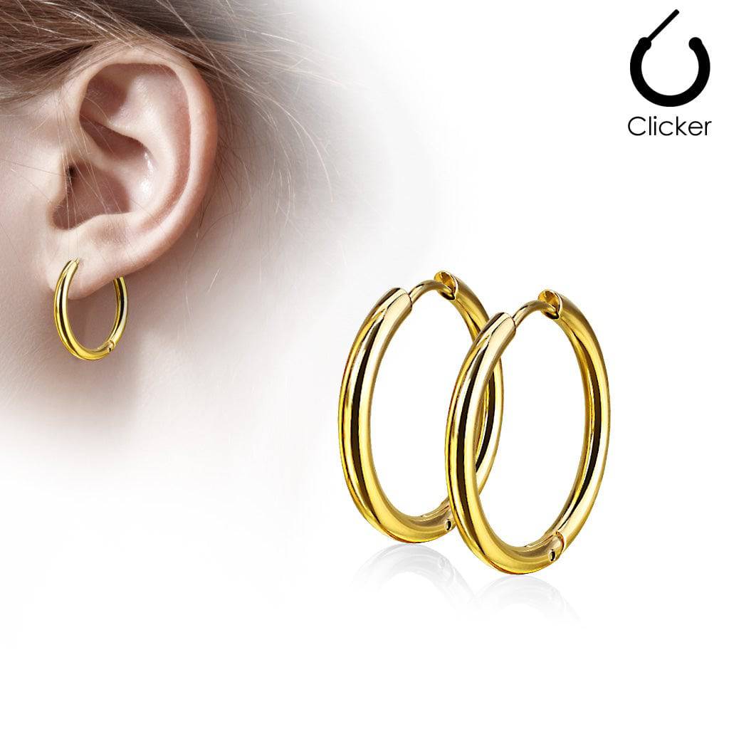 Pair of Thin Gold Plated Surgical Steel Earring Hoops