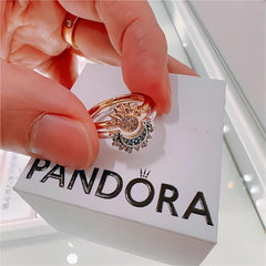 Pandora CZ Inlaid Sun And Moon Stackable Ring