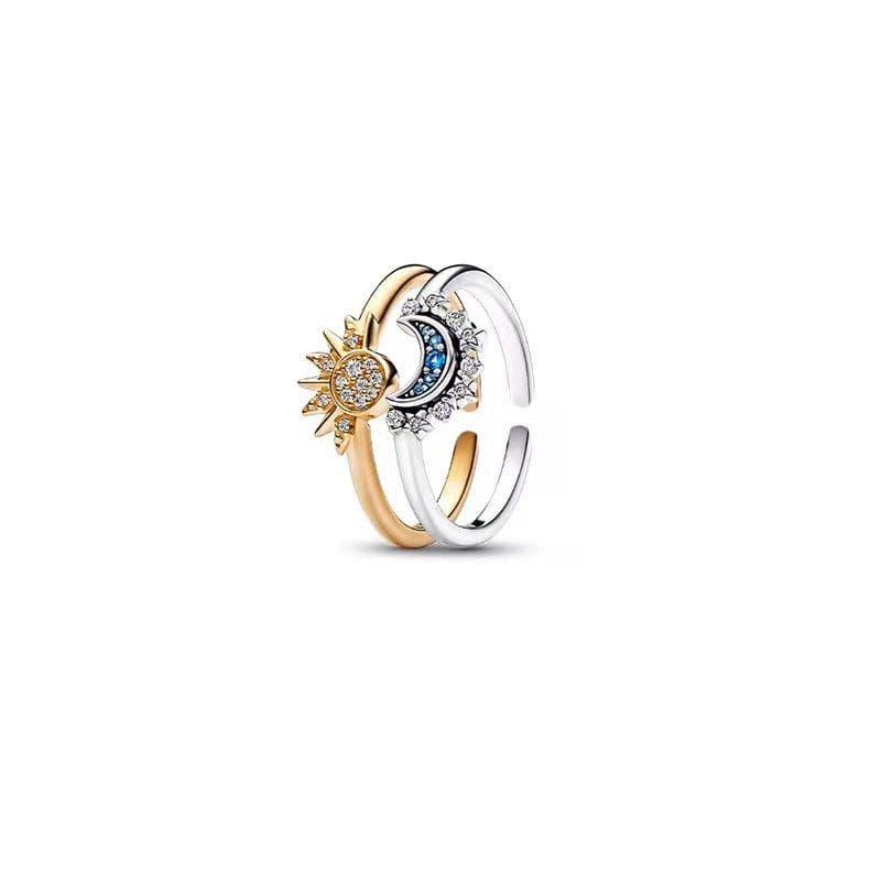 Pandora CZ Inlaid Sun And Moon Stackable Ring