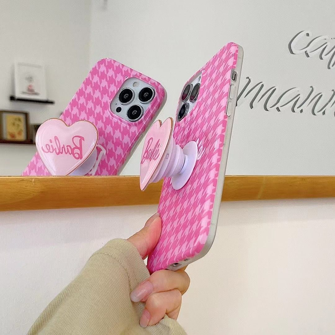 Pink Barbie Heart Stand iPhone Case