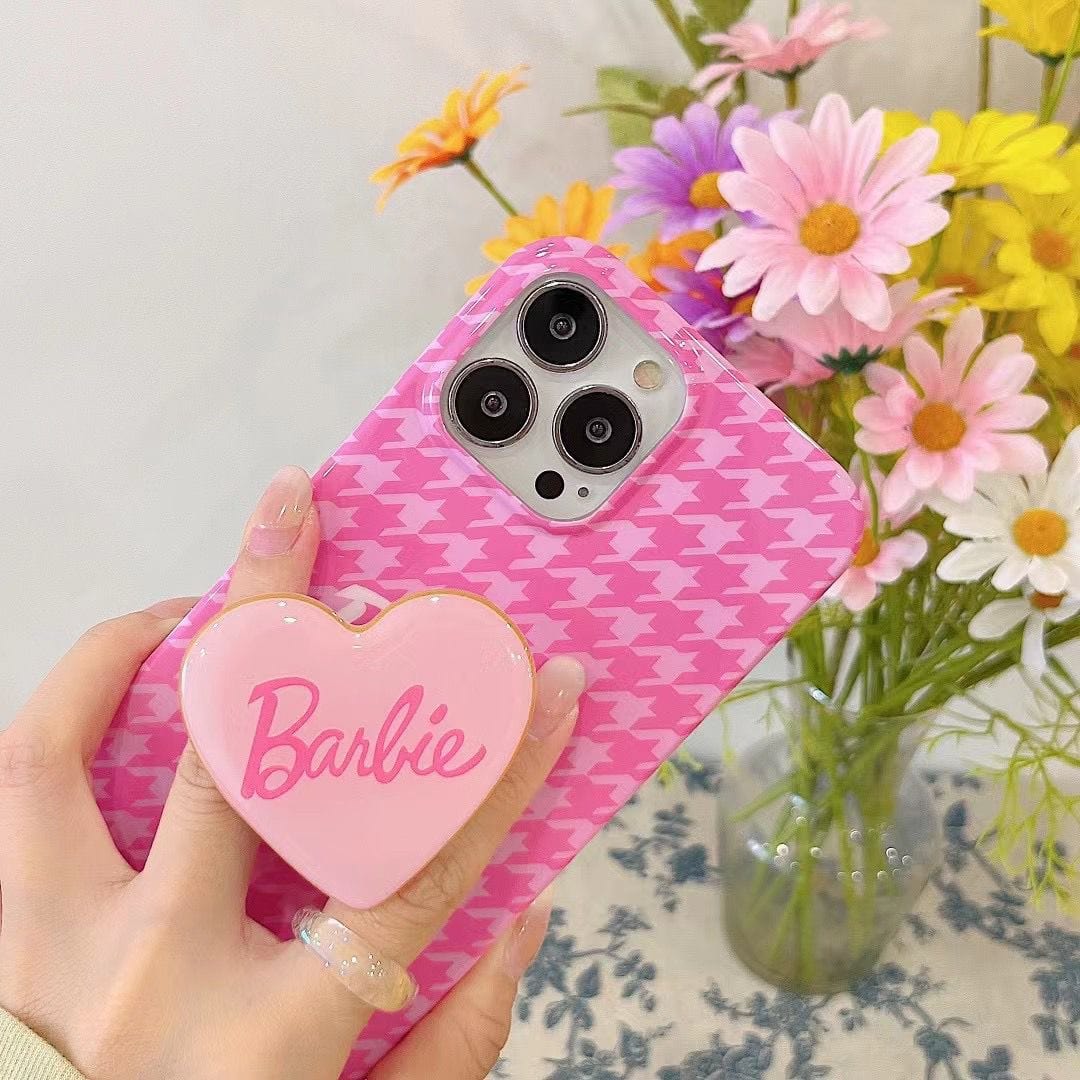 Pink Barbie Heart Stand iPhone Case