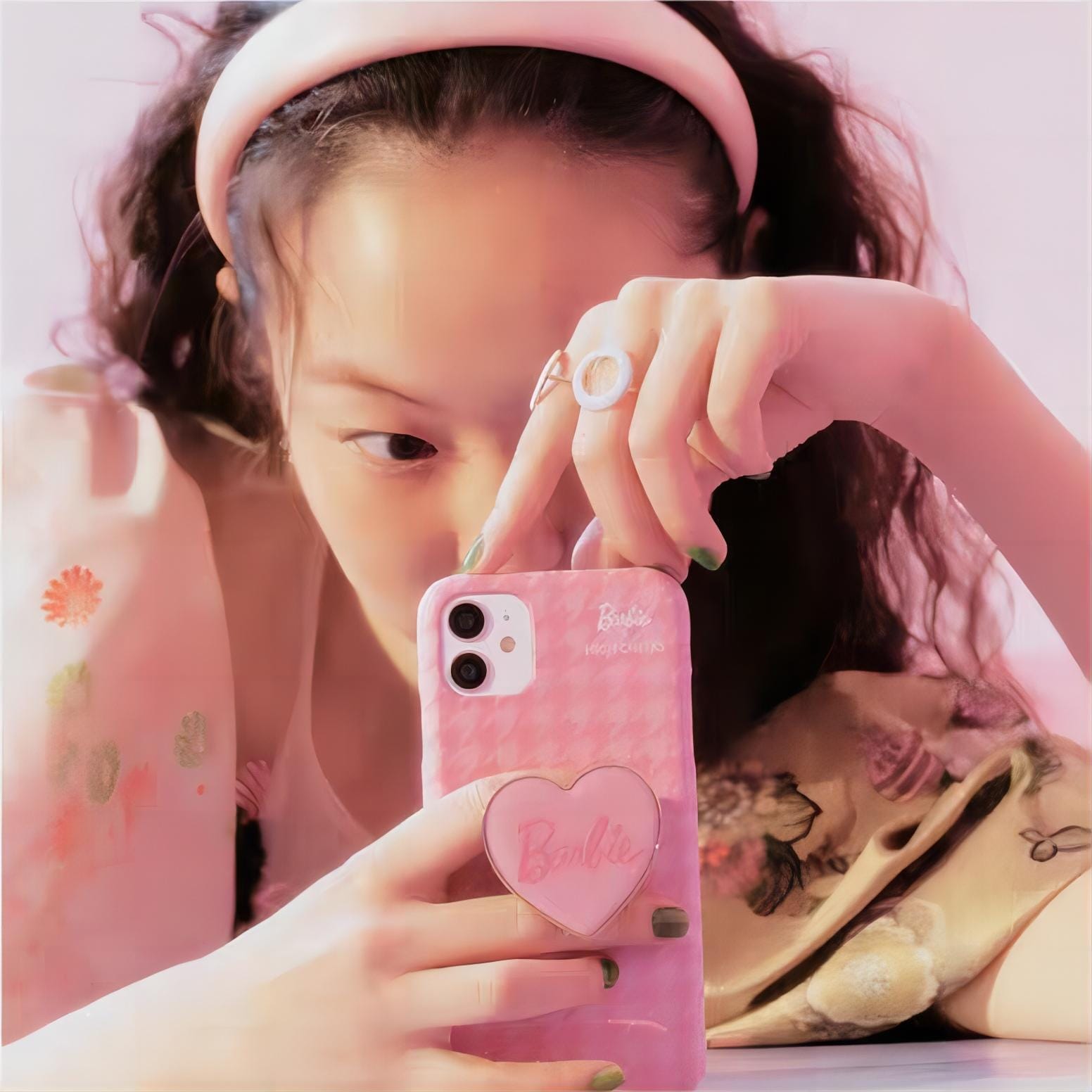 Pink Barbie Heart Stand iPhone Case