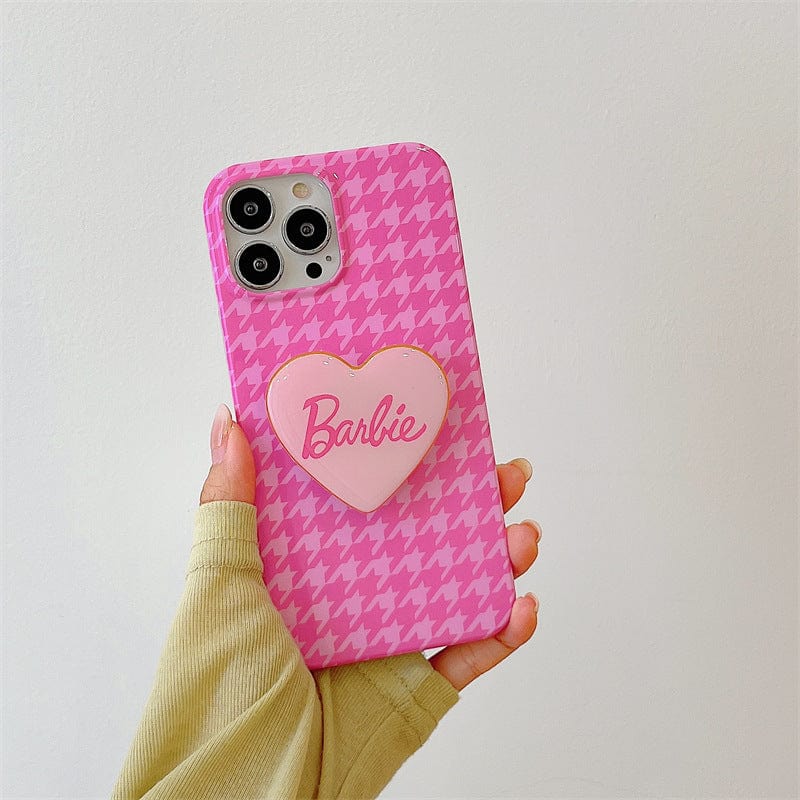 Pink Barbie Heart Stand iPhone Case