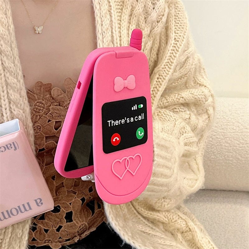 Pink Bowknot Heart Mirror Flip iPhone Case