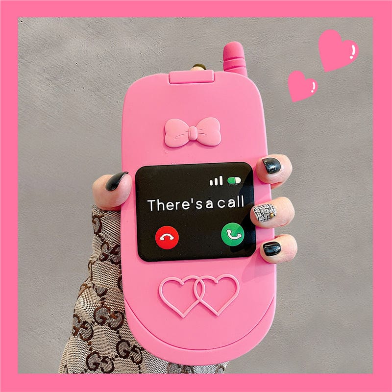 Pink Bowknot Heart Mirror Flip iPhone Case