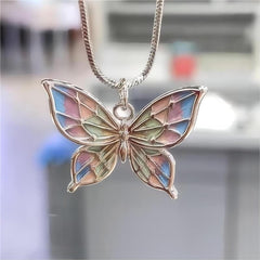 Pink Enamel Butterfly Necklace