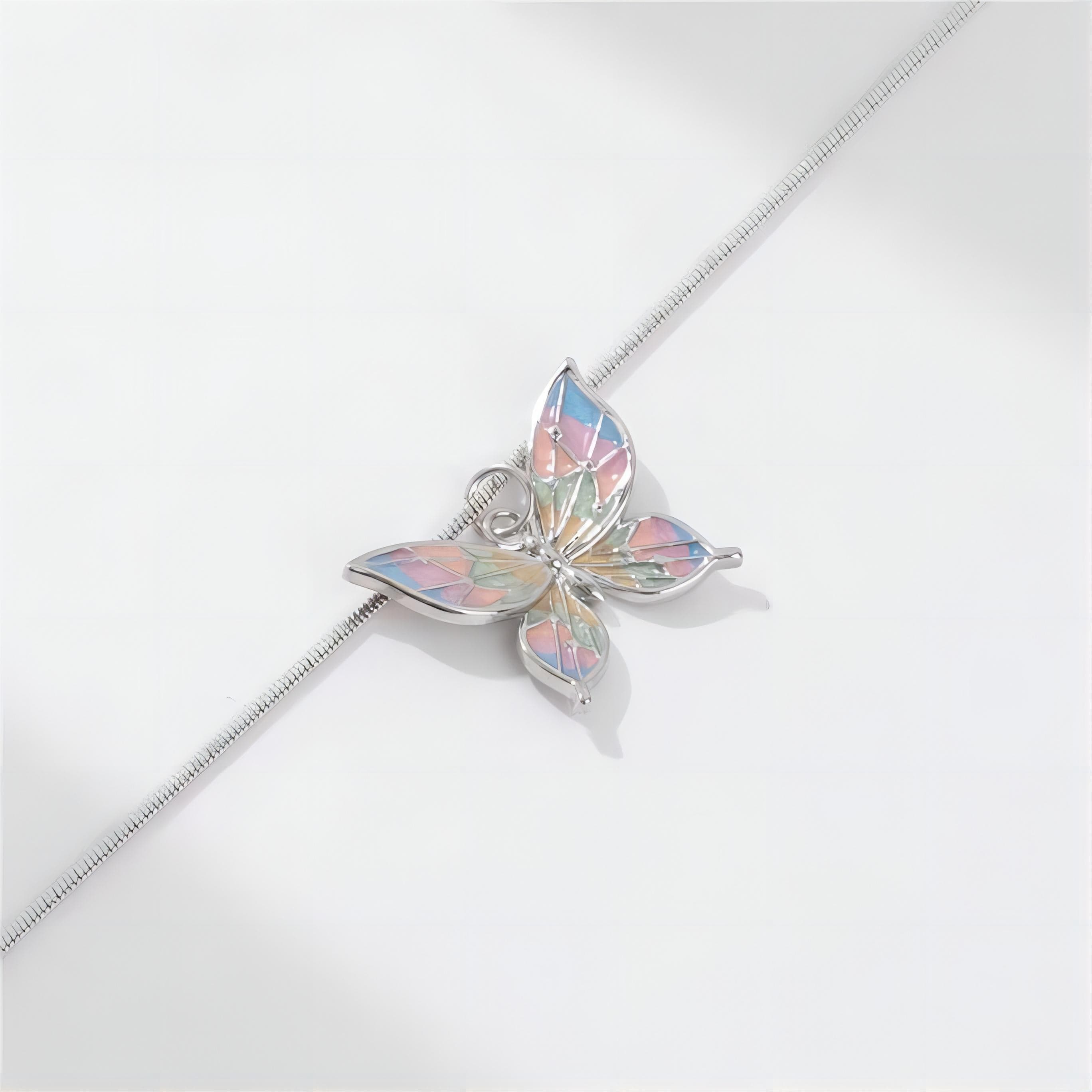 Pink Enamel Butterfly Necklace