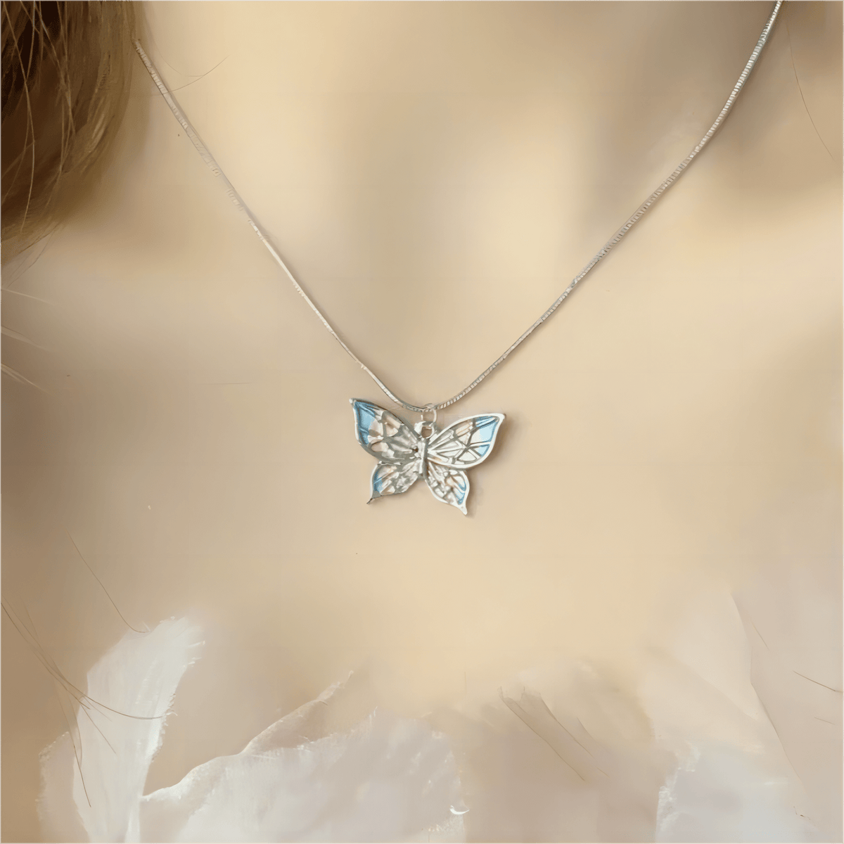 Pink Enamel Butterfly Necklace