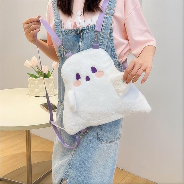 Plush Ghost Backpack Crossbody Bag