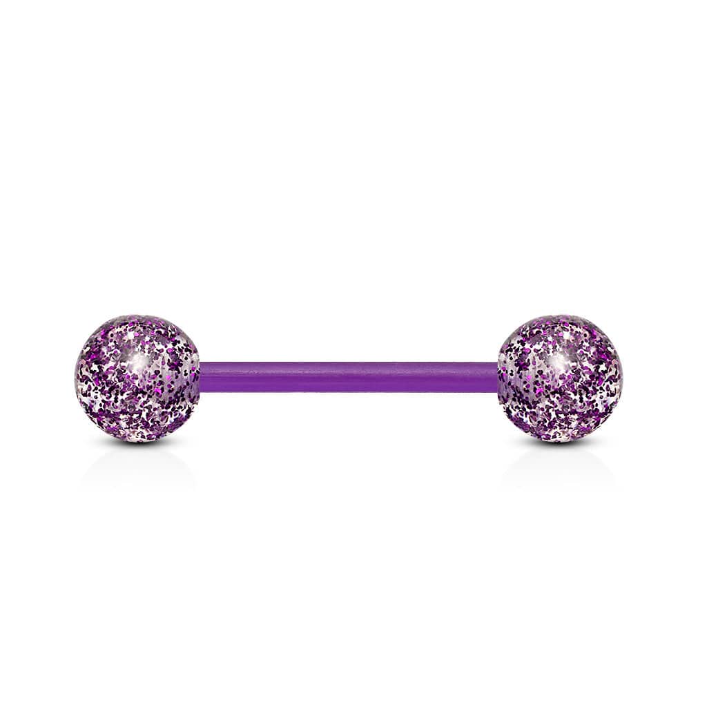 Purple Glitter Acrylic Straight Barbell