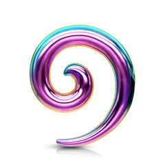 Rainbow Multi Colour Plated Surgical Steel Spiral Stretcher Taper Ear Gauges