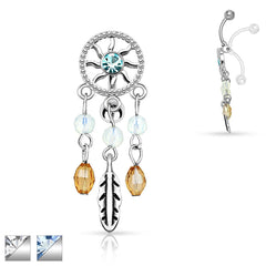 Bauchnabelpiercing im Vintage-Stil mit Traumfänger-Motiv
