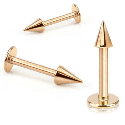 Rose Gold Plated Surgical Steel Flat Back Spike Monroe Labret Tragus Ring