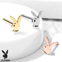 Rose Gold Plated Surgical Steel Playboy Bunny Ball End Nose Pin