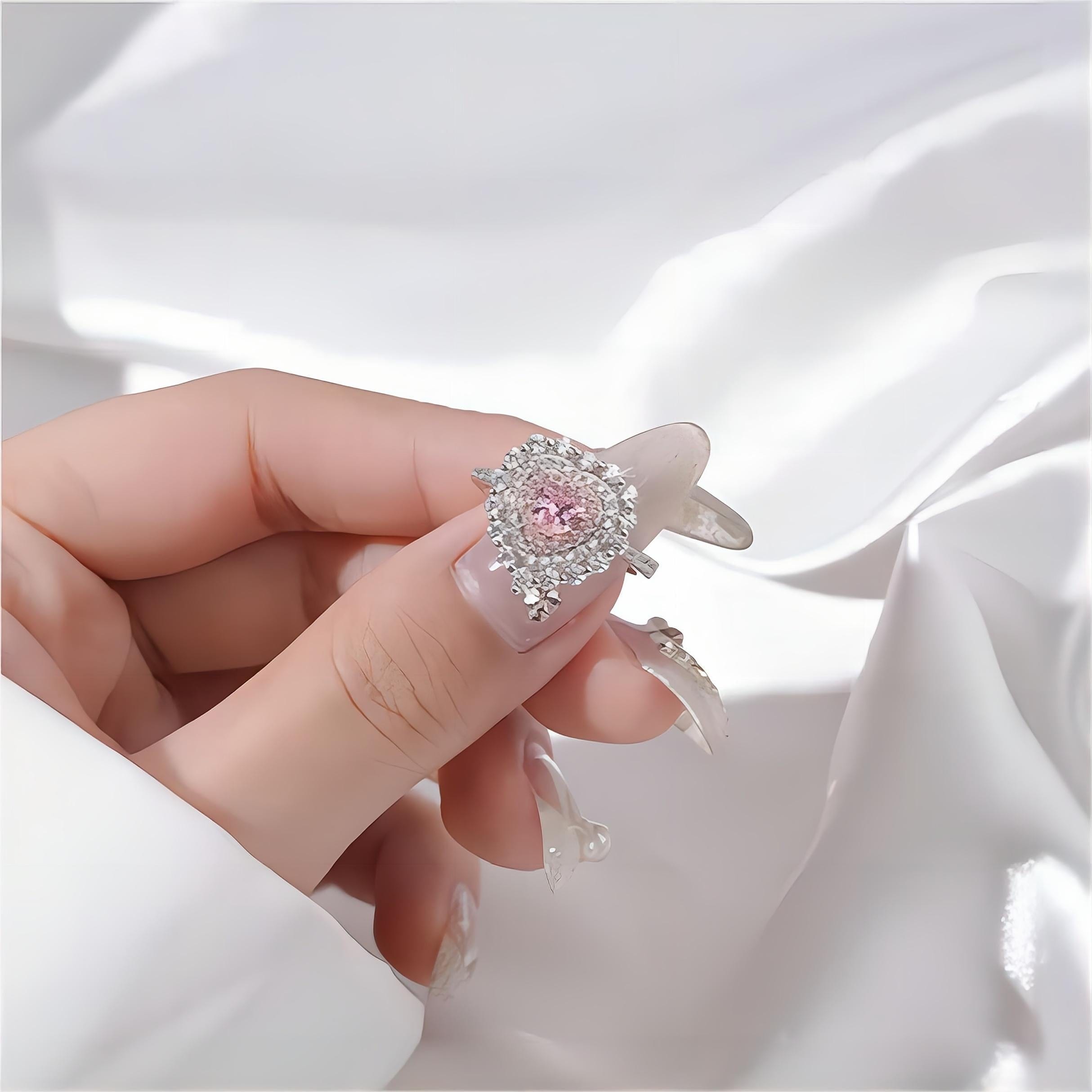 S925 Sterling Silver Diamond Heart Ring