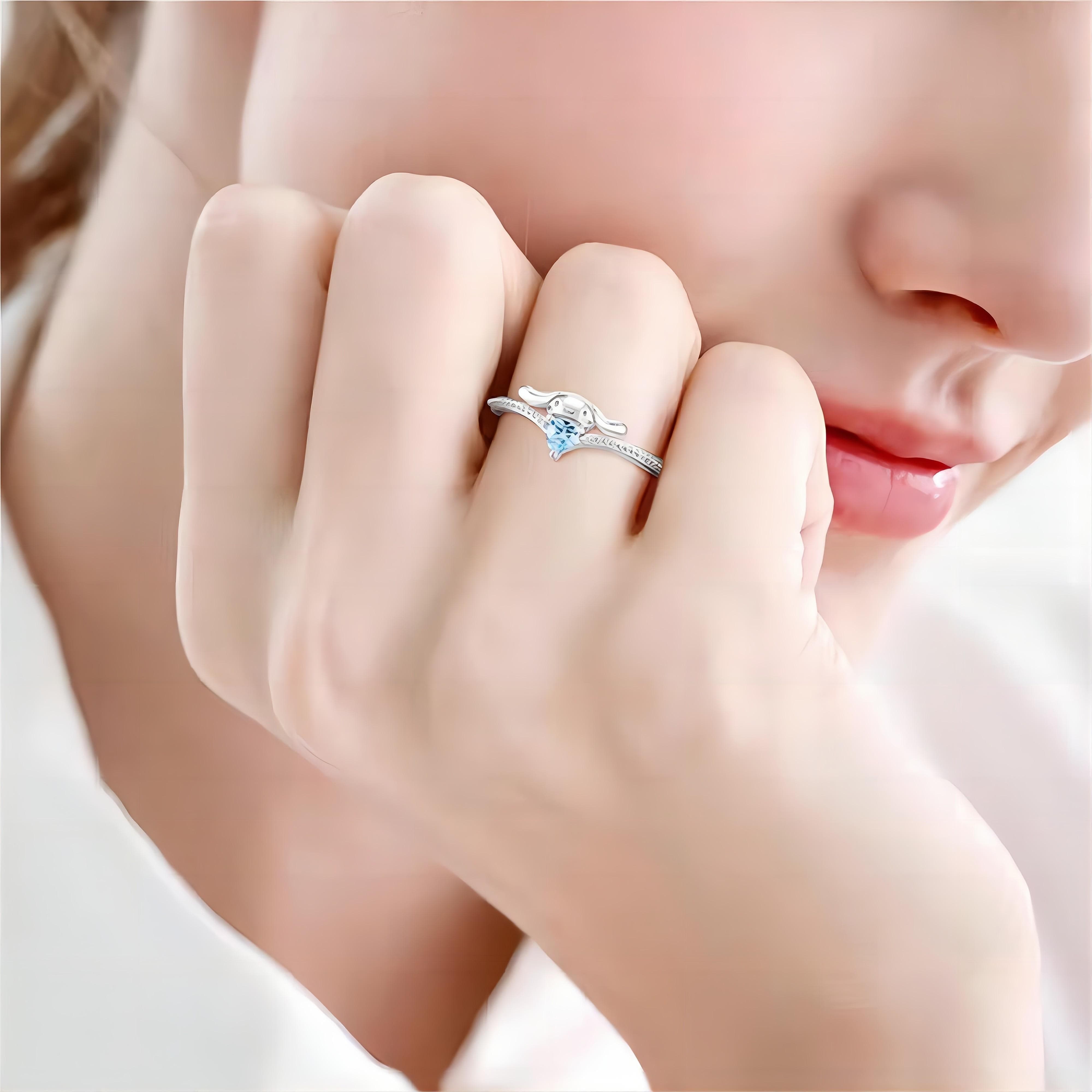 Sanrio Cinnamoroll Crystal Heart Ring